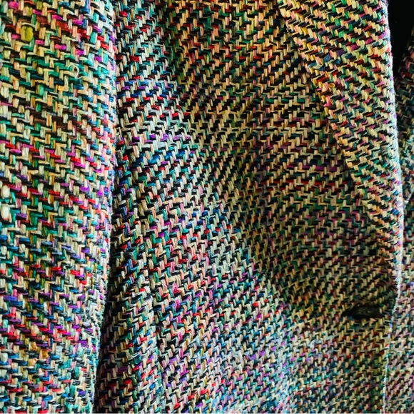Emil Rutenberg Womens Vintage 100% Hand Woven Silk Multi Color Blazer | Large - Picture 5 of 8